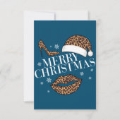 Frohe Weihnachtsleoparden drucken Frauen Dankeskarte (Vorderseite)