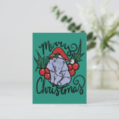Frohe Weihnachtslephant Niedliche Weihnachtsmannmü Postkarte (Stehend Vorderseite)