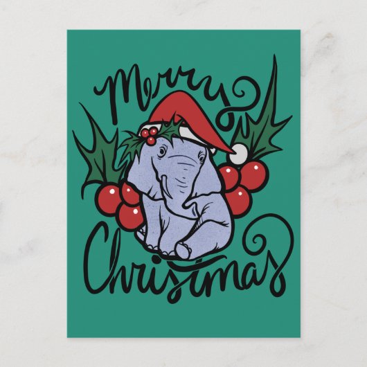 Frohe Weihnachtslephant Niedliche Weihnachtsmannmü Postkarte (Vorderseite)