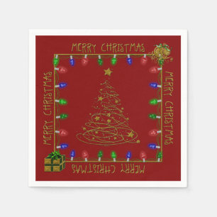 Frohe Weihnachtsleuchten-rot-2-PAPIERNAPKINS Serviette