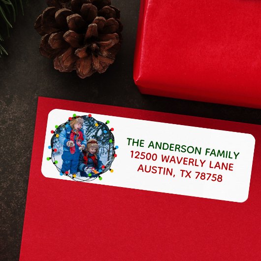 Frohe Weihnachtslicht Foto Niedliche Rücksendeadre