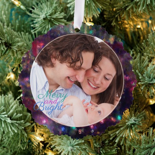 Frohe Weihnachtslicht-Fotovorlage Ornament Karte (Insitu (Baum))