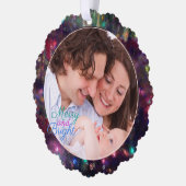 Frohe Weihnachtslicht-Fotovorlage Ornament Karte (Links)