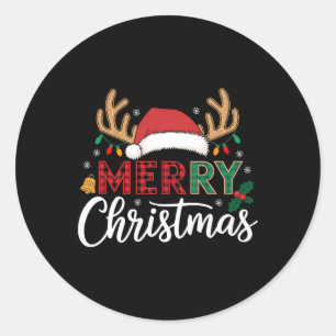 Frohe Weihnachtslicht Funny Xmas Pajamas Men Wome Runder Aufkleber