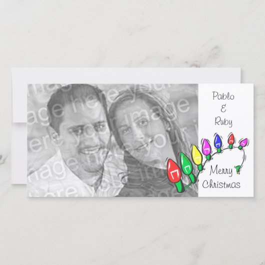 Frohe Weihnachtslicht individuell anpassbare Fotok Feiertagskarte (Vorderseite)