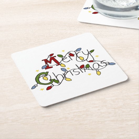 Frohe Weihnachtslicht Rechteckiger Pappuntersetzer (angewinkelt)