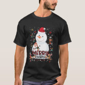Frohe Weihnachtslicht Snowman Red Weihnachtsmannmü T-Shirt (Vorderseite)
