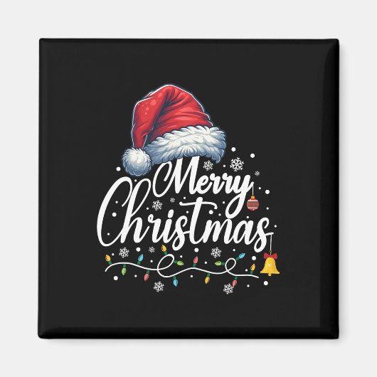 Frohe Weihnachtslicht Weihnachtsmannmütze Funny Xm Magnet (Vorne)