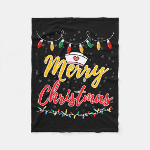 Frohe Weihnachtslichter Krankenschwester Hut Xmas Fleecedecke