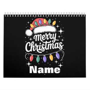 Frohe Weihnachtslichter Santa Hut Personalisiertes Kalender