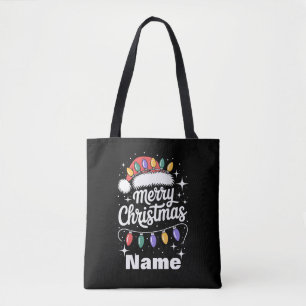 Frohe Weihnachtslichter Santa Hut Personalisiertes Tasche