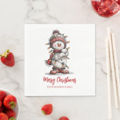 Frohe Weihnachtslichter Schneemann Serviette (Beispiel)
