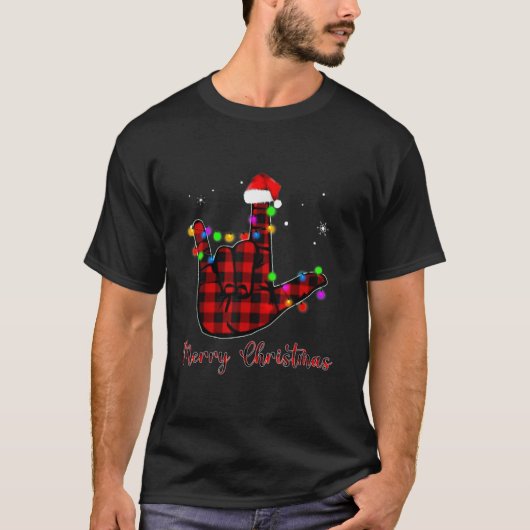 Frohe Weihnachtslieder ASL Weihnachtsmannmütze T-S T-Shirt (Vorderseite)