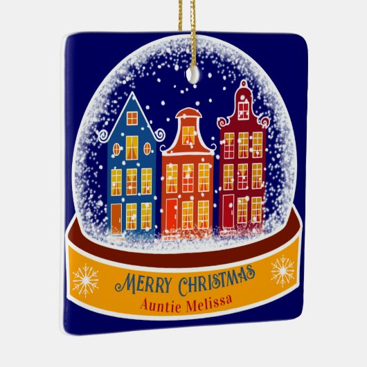 Frohe Weihnachtslieder Snowglobe Village Keramikornament (Rechts)