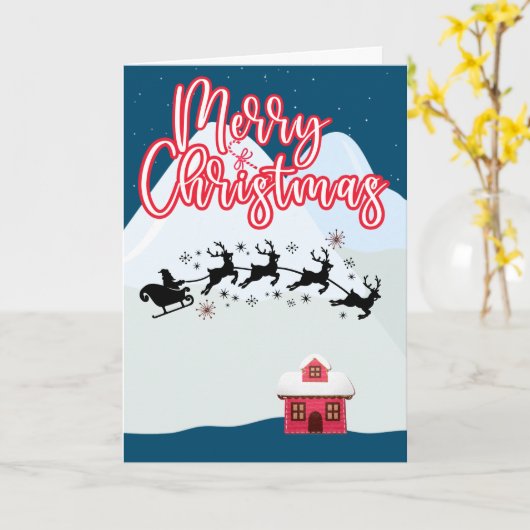 Frohe Weihnachtsliegetiere im Schnee Karte (Gelbe Blume)