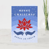 Frohe Weihnachtslotus Blume friedlich blau Feiertagskarte (Vorderseite)