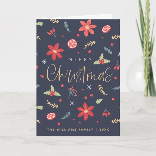 Frohe Weihnachtslustige Floral Feiertagskarte (Vorderseite)