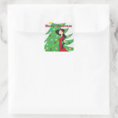 Frohe Weihnachtsmädchen in Red Dress Sticker (Tasche)