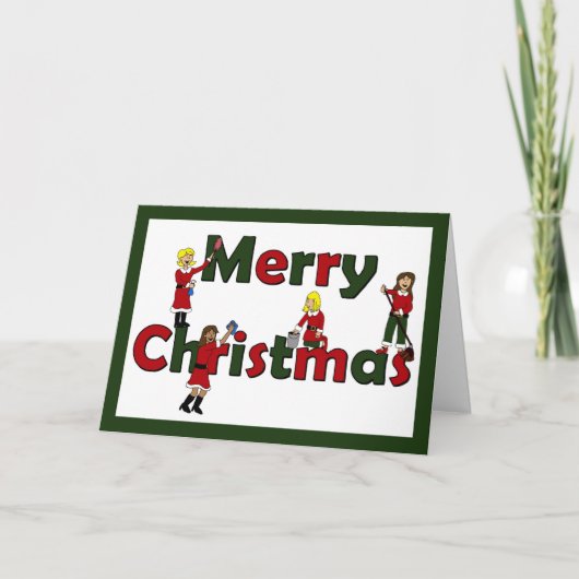 Frohe Weihnachtsmädchendienstmitarbeiter Feiertagskarte (Vorderseite)