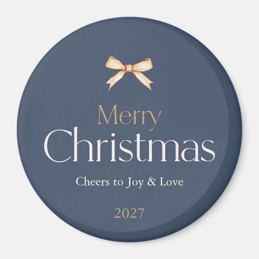 Frohe Weihnachtsmagnet mit Goldenem Bow Magnet (Vorne)