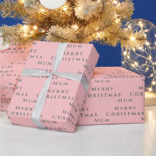 Frohe Weihnachtsmama Name Rosa Grau Einfache Moder Geschenkpapier