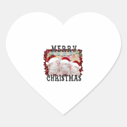Frohe Weihnachtsmann Herz-Aufkleber (Vorderseite)
