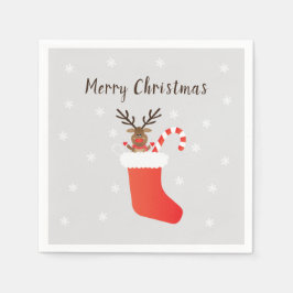 Frohe Weihnachtsmann in einem Strumpf Candy Cane Serviette