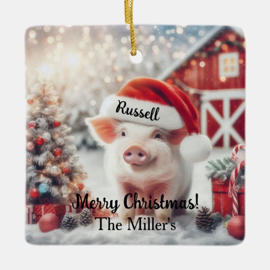 Frohe Weihnachtsmann Keramikornament (Vorderseite)