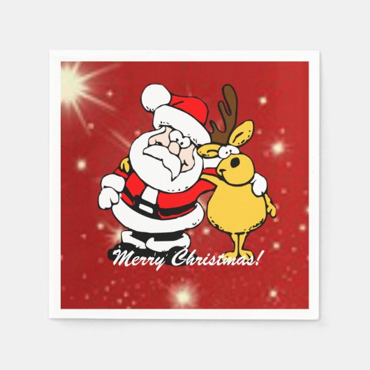 Frohe Weihnachtsmann/Reindeer Napkins Serviette (Vorderseite)