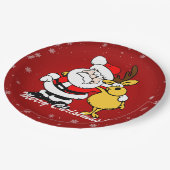 Frohe Weihnachtsmann/Reindeer Pappteller (Schrägansicht)