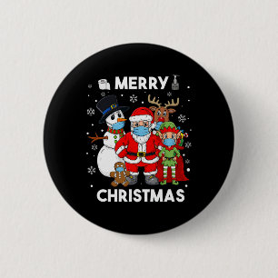 Frohe Weihnachtsmann und Freunde Jungs Kinder Fami Button