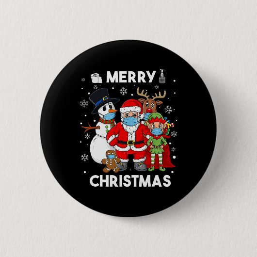 Frohe Weihnachtsmann und Freunde Jungs Kinder Fami Button (Vorderseite)