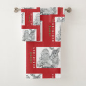 Frohe Weihnachtsmann und Reindeer Badhandtuch Set (Insitu)