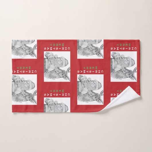 Frohe Weihnachtsmann und Reindeer Badhandtuch Set (Handtuch)