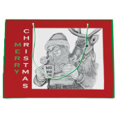 Frohe Weihnachtsmann und Reindeer Große Geschenktüte (Vorderseite)