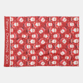 Frohe Weihnachtsmann und Schneeflocken rot Geschirrtuch (Horizontal)