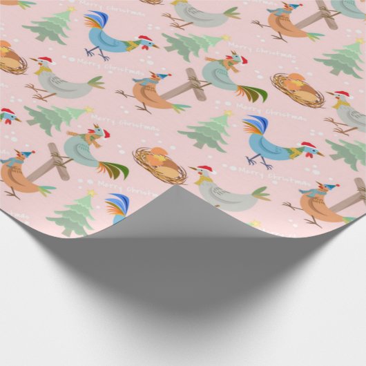 Frohe Weihnachtsmänner Muster Geschenkpapier (Ecke)