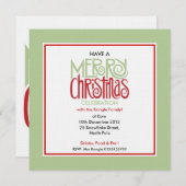 Frohe Weihnachtsmargarita grüner Platz Einladung (Vorne/Hinten)