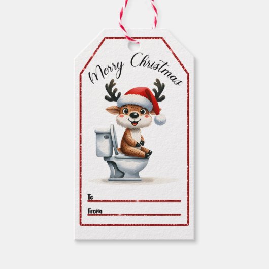 Frohe Weihnachtsmarke für Rentiere Geschenkanhänger (Vorderseite)