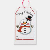 Frohe Weihnachtsmarke mit einem lächelnden Schneem Geschenkanhänger (Vorderseite)