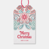 Frohe Weihnachtsmarke mit Rot und Grün Geschenkanhänger (Vorderseite)