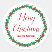 Frohe Weihnachtsmarken, Geschenkmarken, Feiertage- Runder Aufkleber (Vorderseite)
