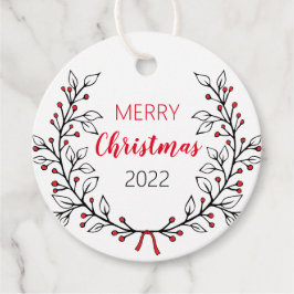 Frohe Weihnachtsmarken mit verlassen Linien Geschenkanhänger