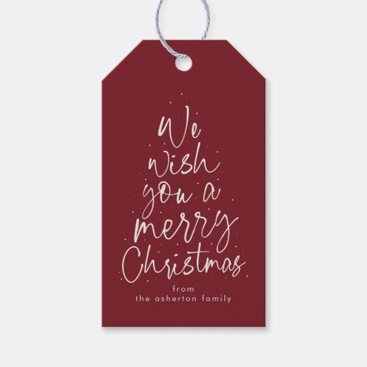 Frohe Weihnachtsmaroon Hahnentrittmuster personali Geschenkanhänger (Vorderseite)