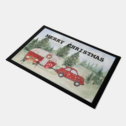 Frohe Weihnachtsmatte Fußmatte (Schrägansicht)