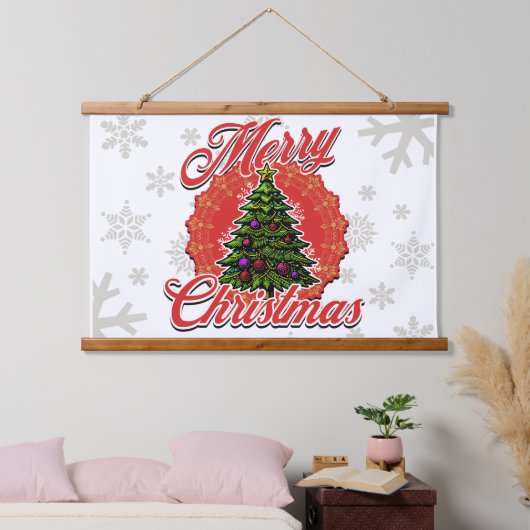 Frohe Weihnachtsmauerkunst Wandteppich Mit Holzrahmen (Schlafzimmer)