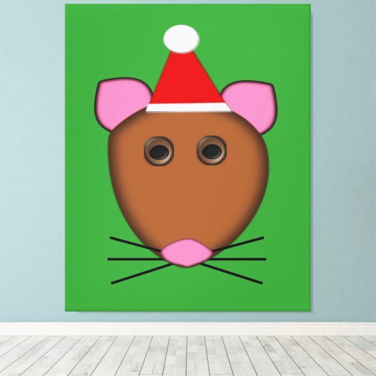 Frohe Weihnachtsmaus Canvas Print Leinwanddruck (Insitu (Holzboden))