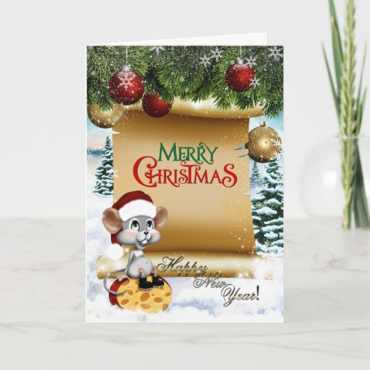 Frohe Weihnachtsmäuse Feiertagskarte (Vorderseite)