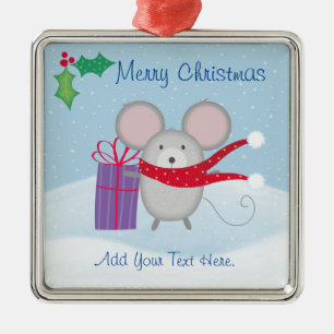 Frohe Weihnachtsmäuse Keramik Ornament Aus Metall