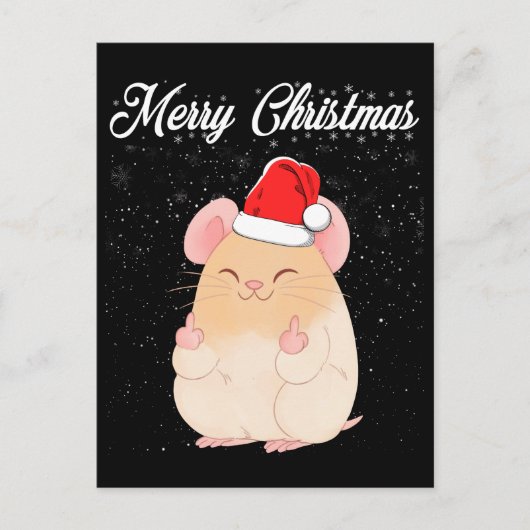 Frohe Weihnachtsmäuse Middle Finger Rude Xmas häss Postkarte (Vorderseite)